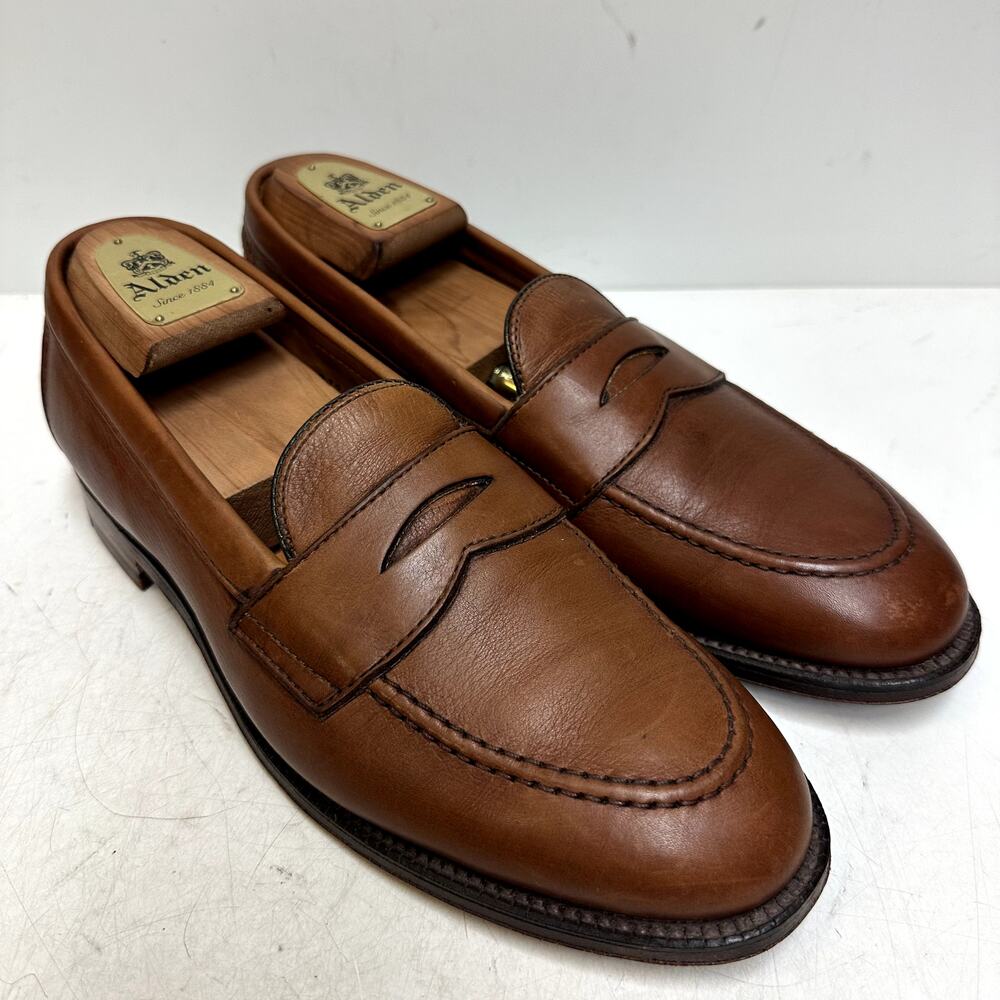 NWOT Alden 9696F Cognac Calfskin Leisure Handsewn Penny Loafer Made in USA 8.5 D